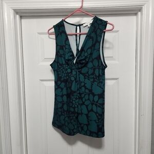 Floral Sleeveless Top in Green and Black